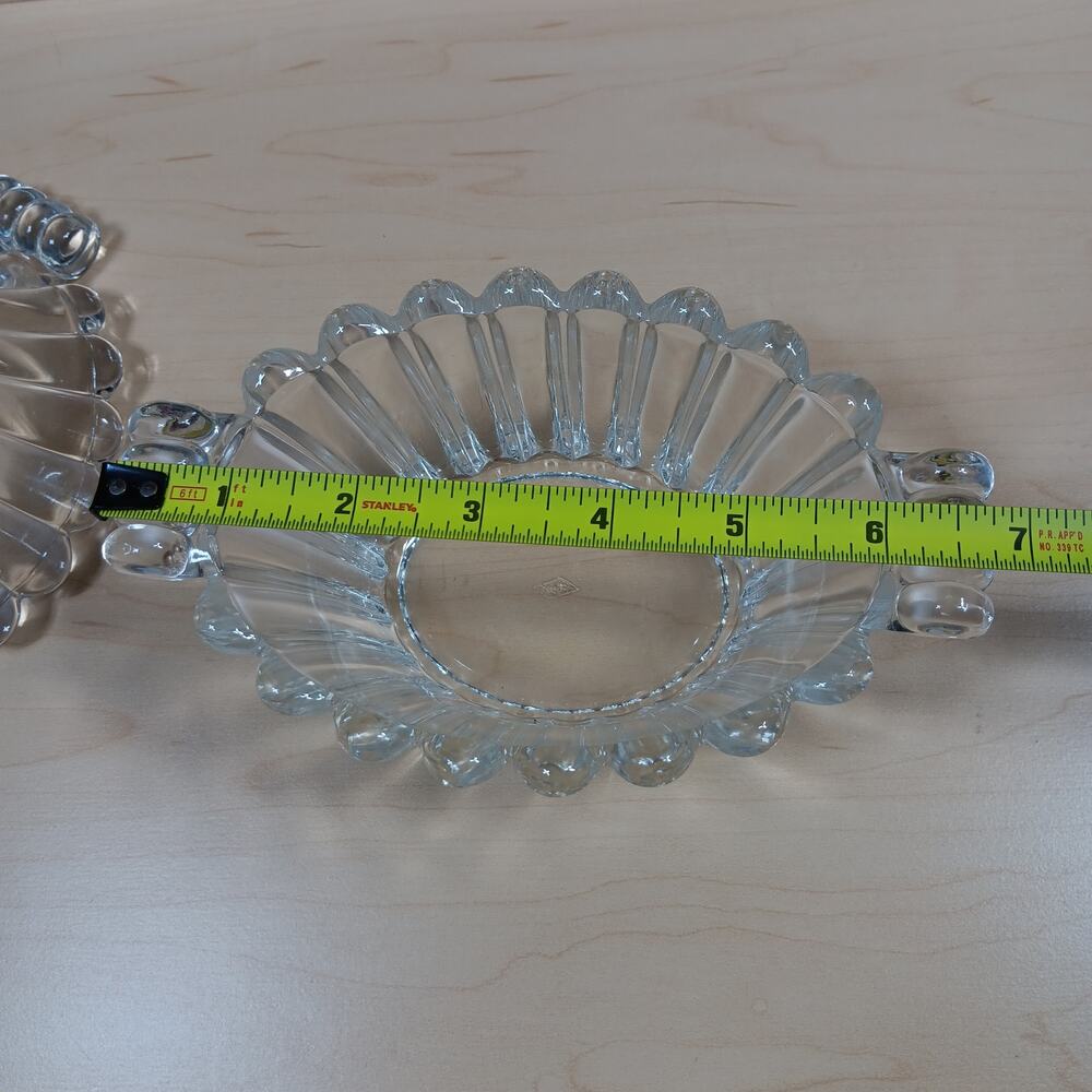 Vintage Heisey Clear Glass Mayonnaise and Pickle bowls Curled Handles - Picture 8 of 11